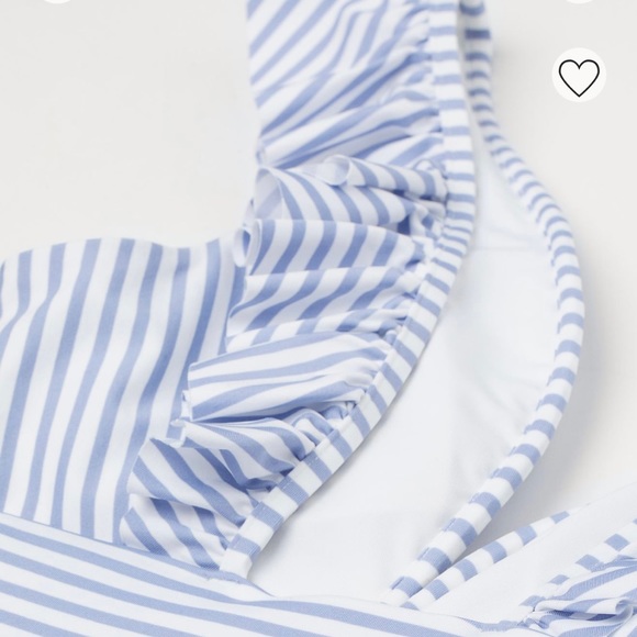 NWT H&M Blue & White Striped V-Neck Ruffle Swimsuit - XL - Picture 3 of 14
